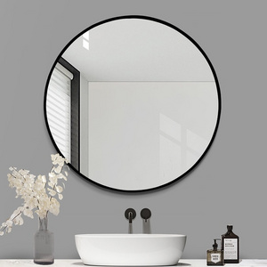 Aluminum Alloy Metal Round Rectangle Frame Home Decor Deep Black Bronze Bathroom Mirror