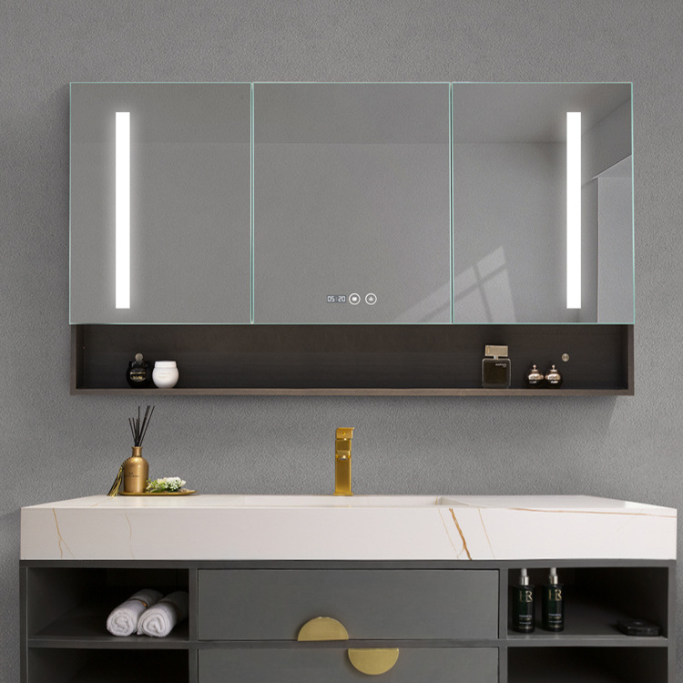 wall mount bath room waterproof vanity mirror furniture bathroom accessories mirror cabinets with led light