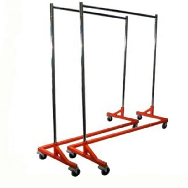 Industrial Heavy-Duty Metal Clothing Display Rack Free Standing Z Shaped Base