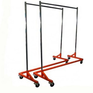 Industrial Heavy-Duty Metal Clothing Display Rack Free Standing Z Shaped Base