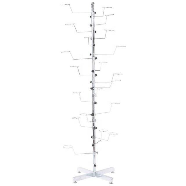 Hats Tree Metal Display Stand Chrome Hat Adjustable Hook Stand Hat Flooring Display Rack