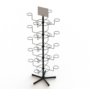 Hot Sale Rotating Floor Stand Cap Display  with adjustable Hat and Wig holder