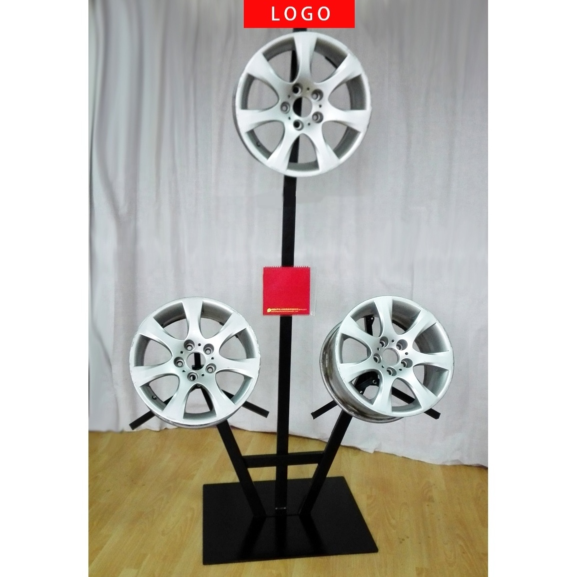 POP Alloy Wheel Metal Auto Parts Display Racks 3 Alloy Car Wheel Display Stands