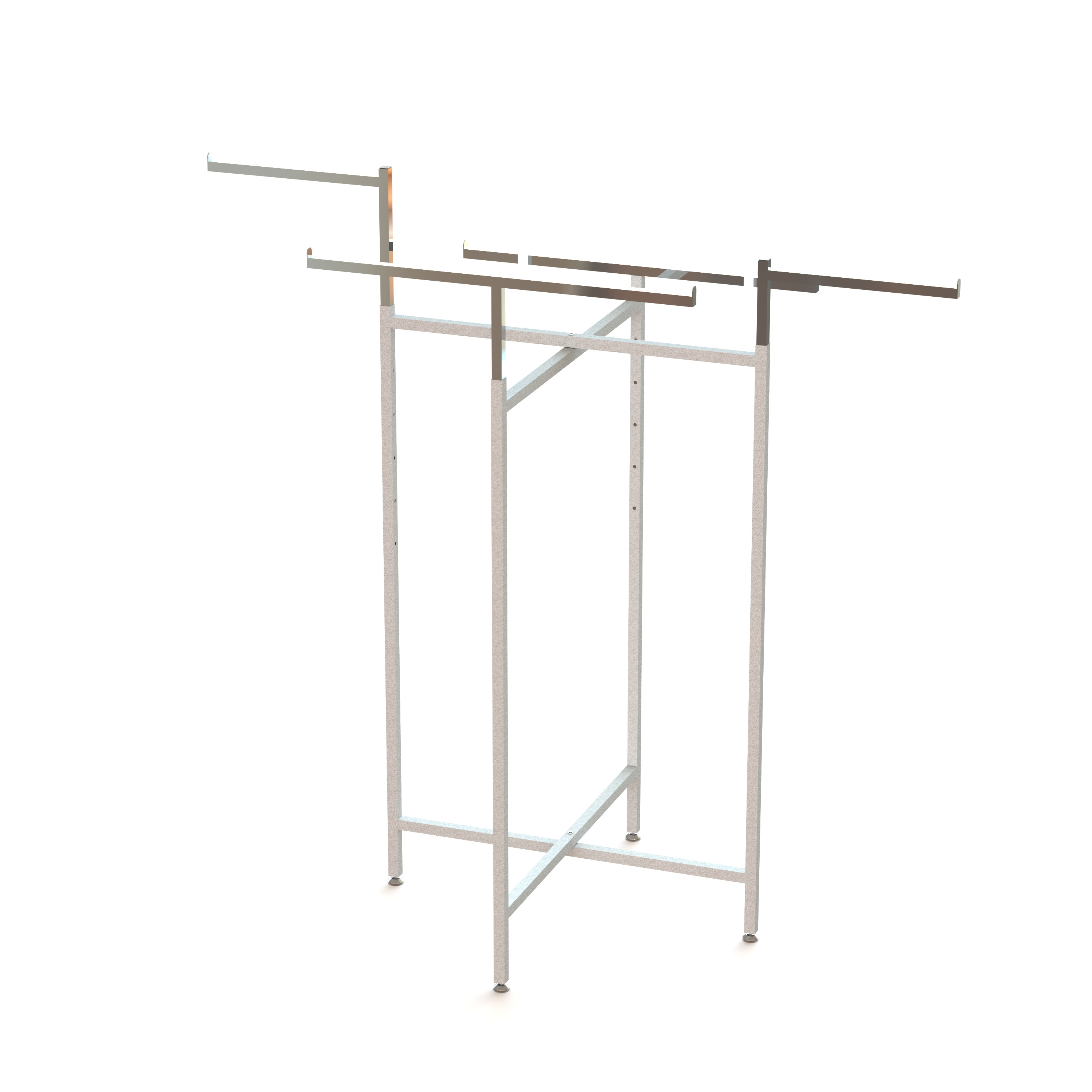 Adjustable Height 4 Arms Chrome Square Tube Garments Metal Clothing Display Rack