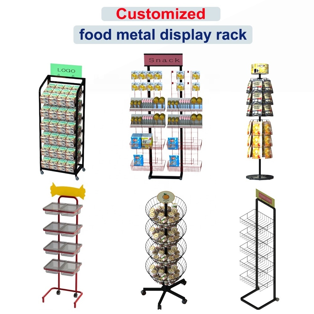 Convenience Floor Storage Wire Shelves Display Stand for Beverage, metal POP shelf display rack, pegboard display rack