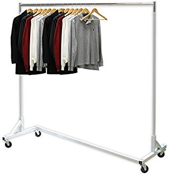 Industrial Heavy-Duty Metal Clothing Display Rack Free Standing Z Shaped Base