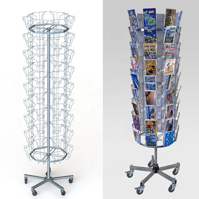 8 Sides Spinner Greeting Card Metal Display Rack 72 Pockets Post Cards Display Stand,wire rack display,metal pop stand display