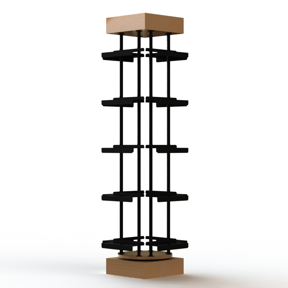 Custom Metal Floor Standing For 20 Shoes with 4 Sides And Shelves 360 Rotating Shoe Rack   metal POP shelf display rack