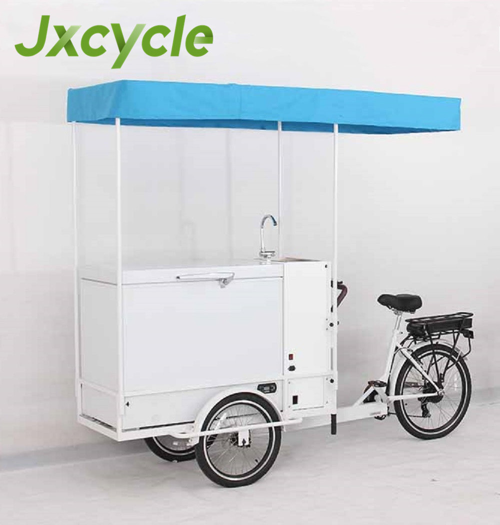 Bicycle freezer ice cream bike food push bike cart wheels with umbrella for sale