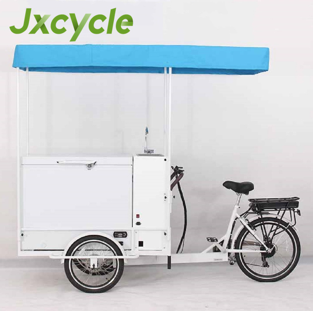 Bicycle freezer ice cream bike food push bike cart wheels with umbrella for sale