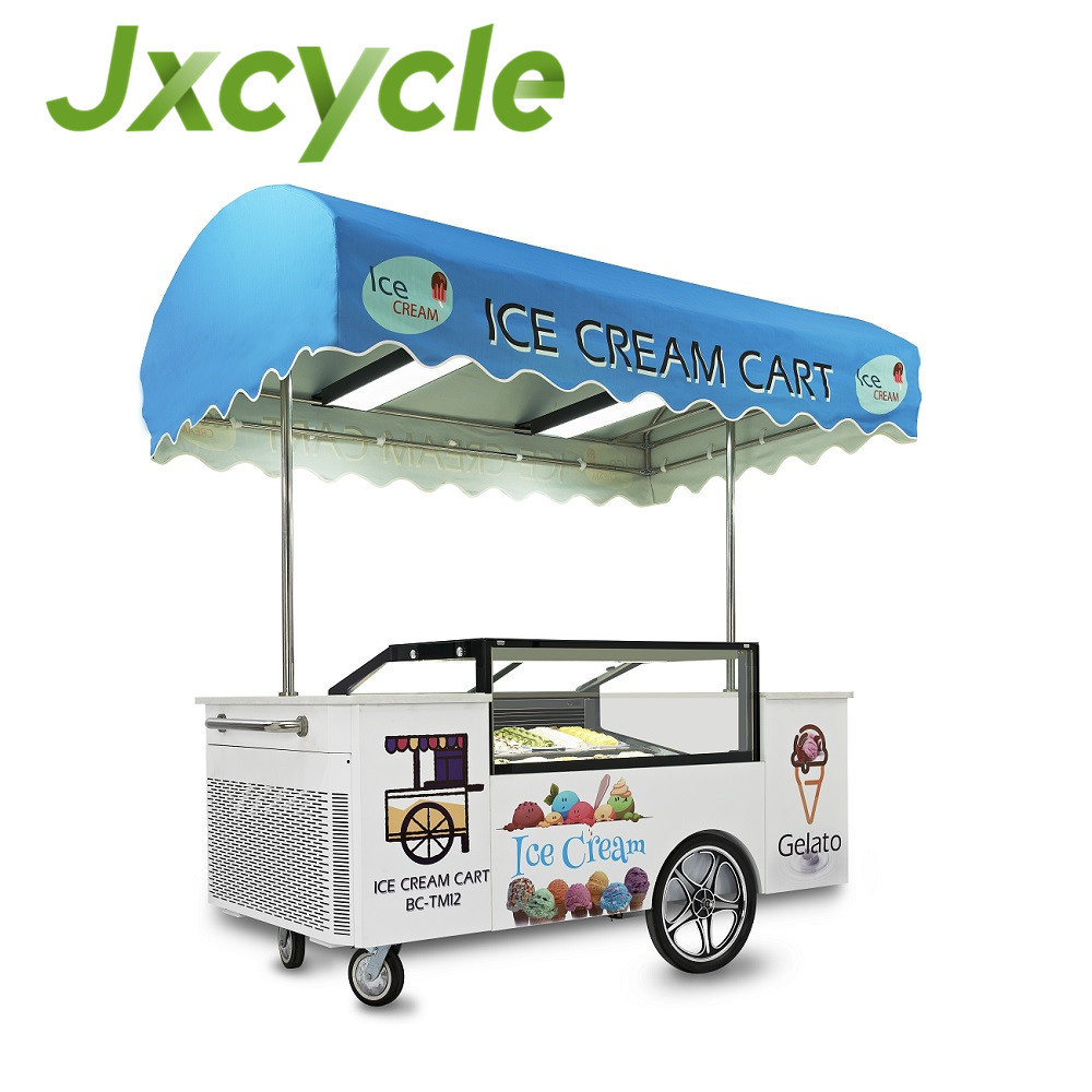 Mexican beach ice cream roll food push cart bike tricycle with freezer for sale