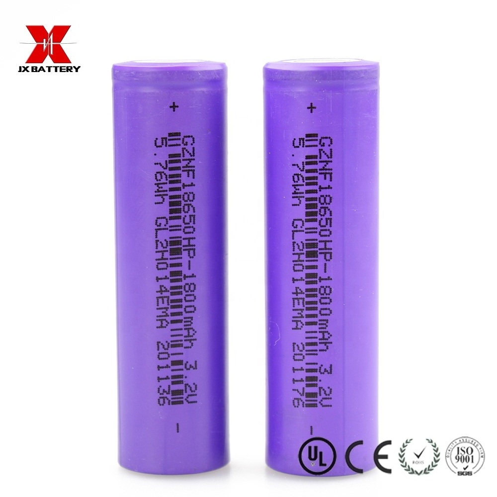 3.2V 18650 battery rechargeable cylindrical LiFePo4 battery 1800mAh