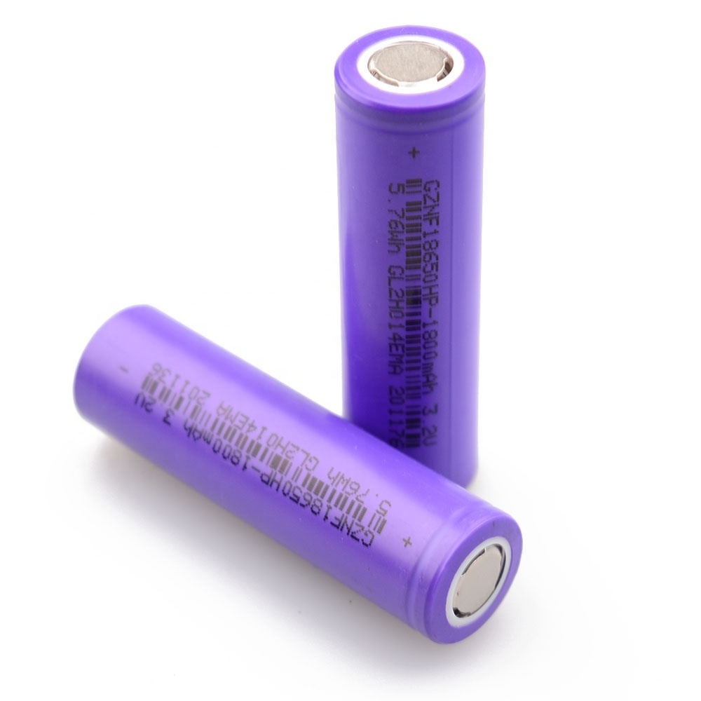 3.2V 18650 battery rechargeable cylindrical LiFePo4 battery 1800mAh