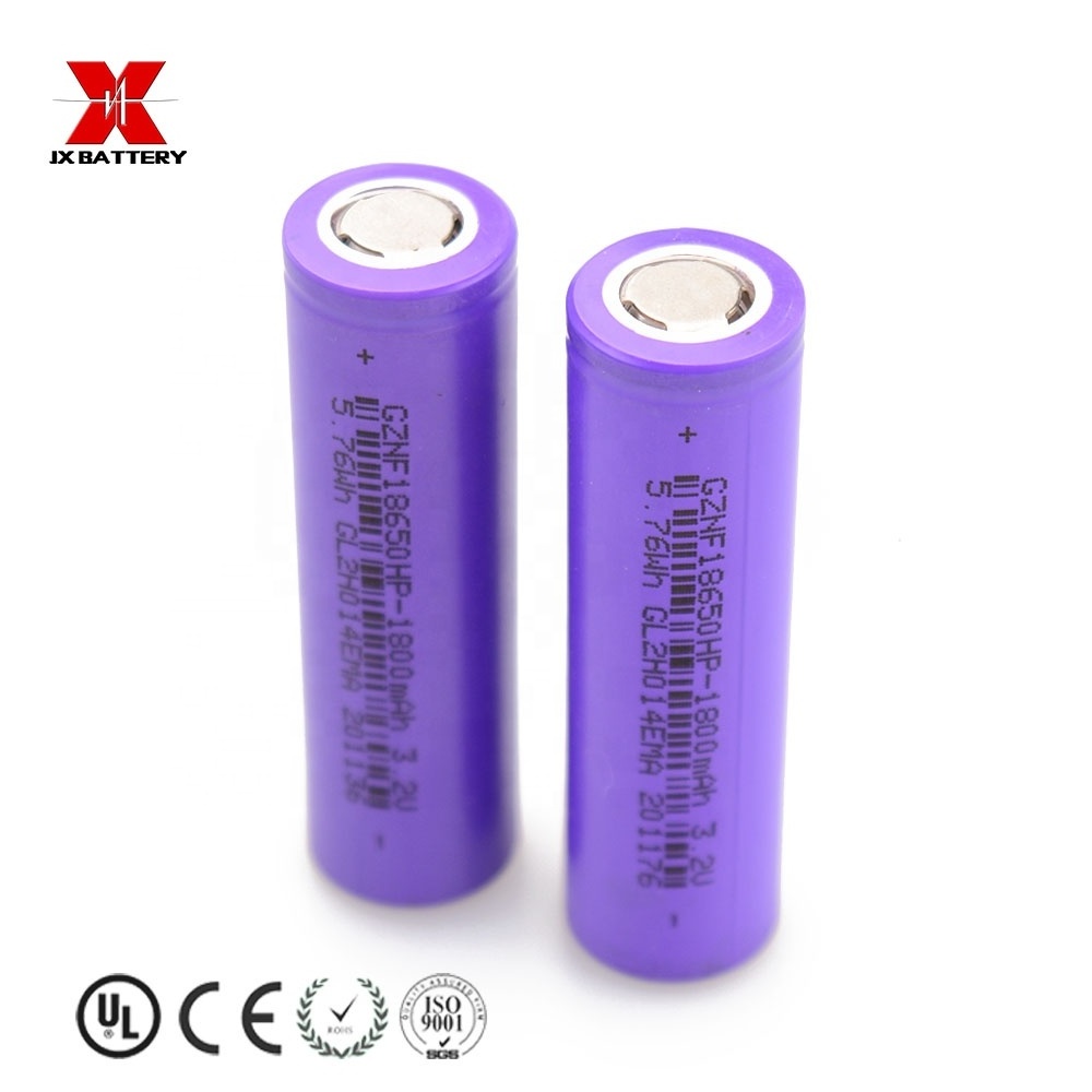 3.2V 18650 battery rechargeable cylindrical LiFePo4 battery 1800mAh