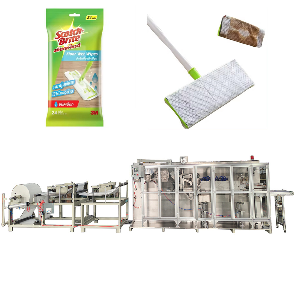 Three layer composite Disposable Mop Clean Floor Cleaning Mopping Wet Wiper Making Machine