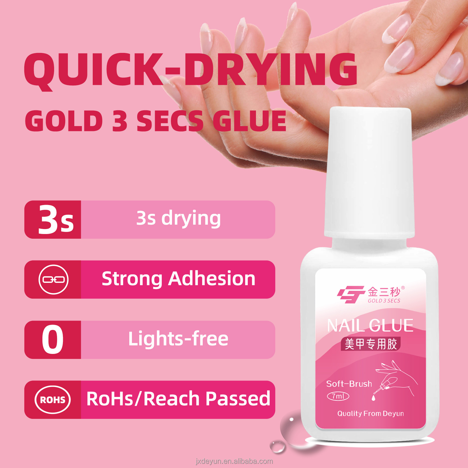 Professional Fast Drying Bond Wholesale Brush on Nail Glue for Nail Tips