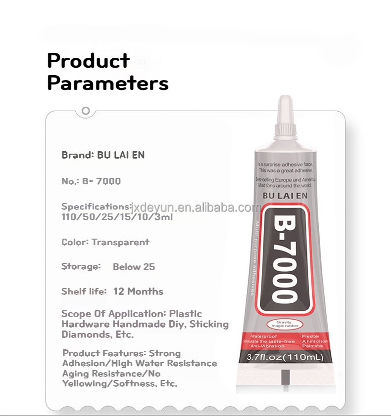 BU Lai En 110ml Hot Sale B-7000 Strong Adhesive Transparent Liquid Glue Multi-purpose B-7000 Glue Super Glue for DIy Craft