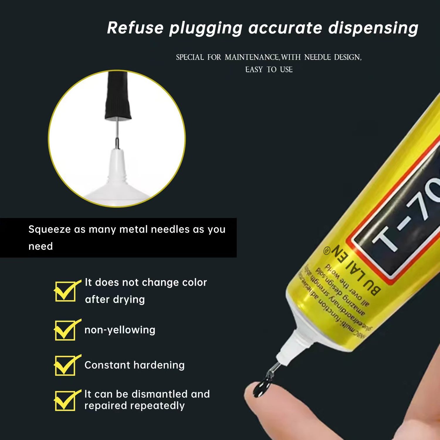 T7000 110ml Multi-purpose  Black Glue For Repair the Phone Screen