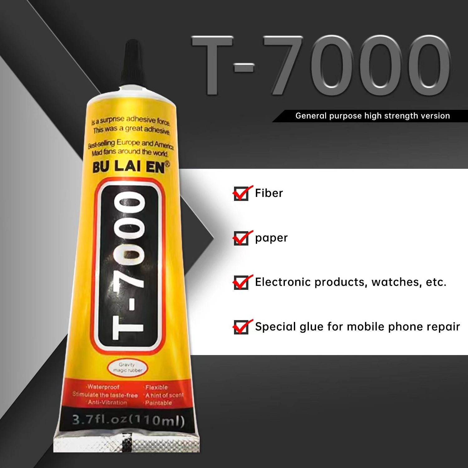 T7000 110ml Multi-purpose  Black Glue For Repair the Phone Screen