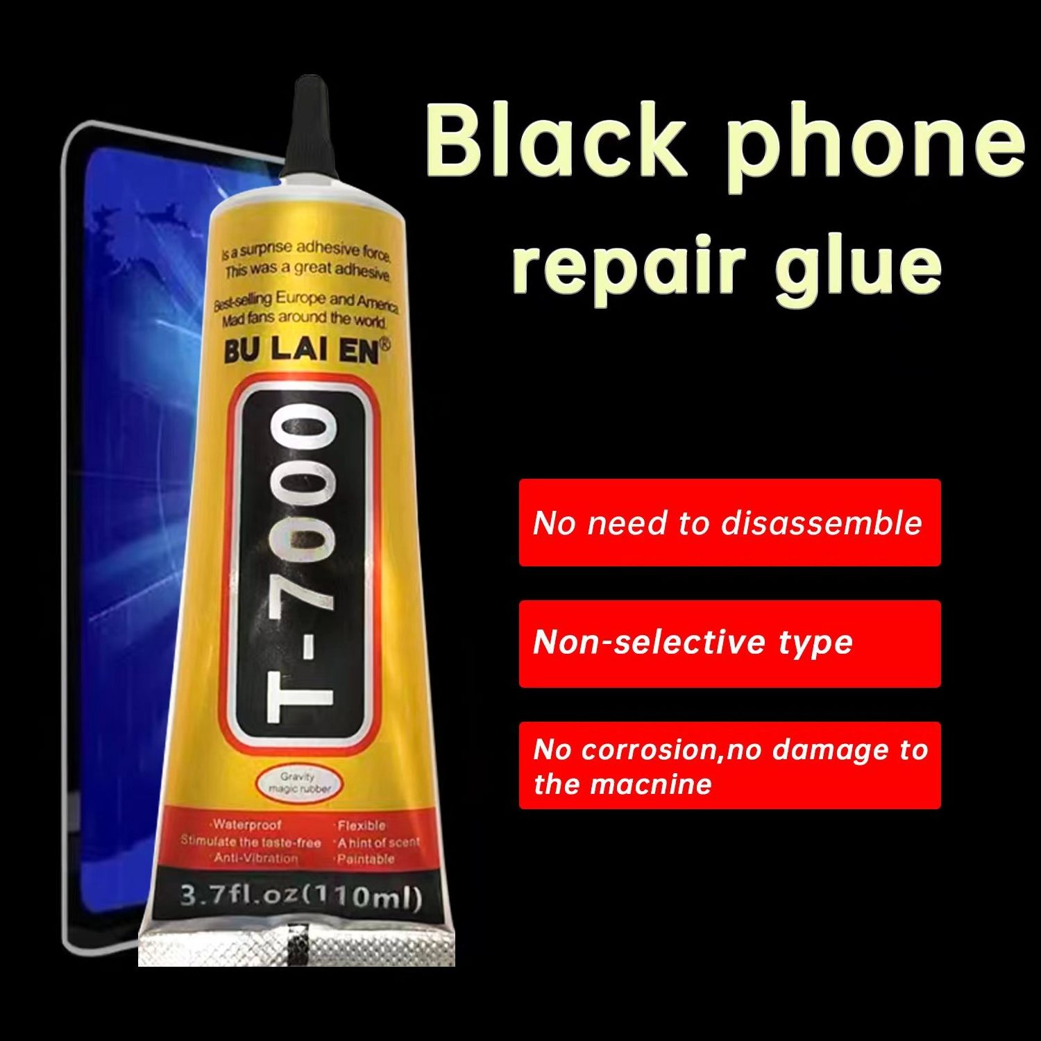 T7000 110ml Multi-purpose  Black Glue For Repair the Phone Screen