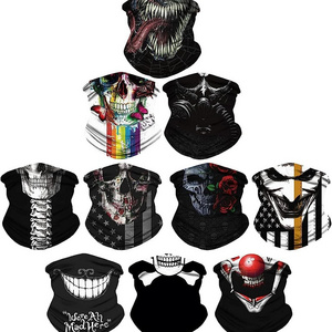 10pcs / lot Neck Gaiter Face Mask Men Balaclava Bandana Head Wrap Sun UV Protection Skeleton Tie Dye Breathable Face Mask