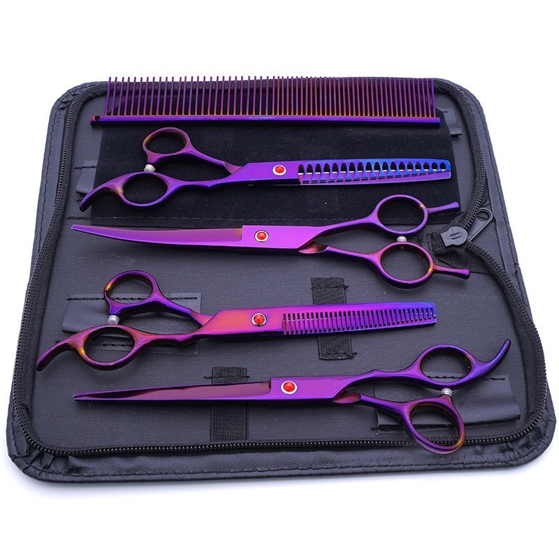 7 inch Teddy bear dog fur cutting and Grooming Shears different colors stainless steel pet hair scissors set