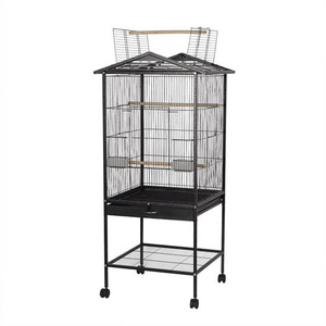 Superior Quality Large Iron Bird Cages Foldable Lovebird Cage With Breeding Door And Rolling Stand Pet Bird House Cage