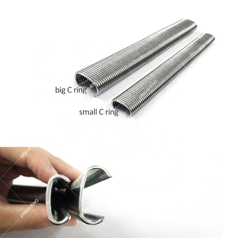 China factories Stainless Steel fastener pneumatic c hog rings staples for pocket spring mattress bed