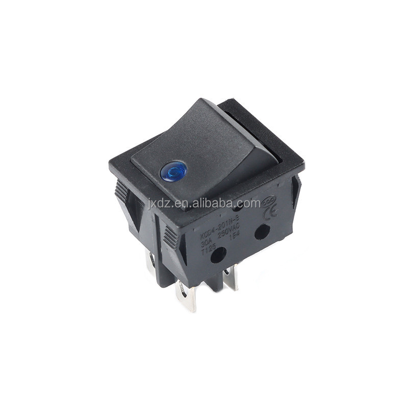 KCD4 Rocker Switch 220V Cat Eye with Light 4 Pin 2 Pole 30A Silver Contact Switch Power Button Switch