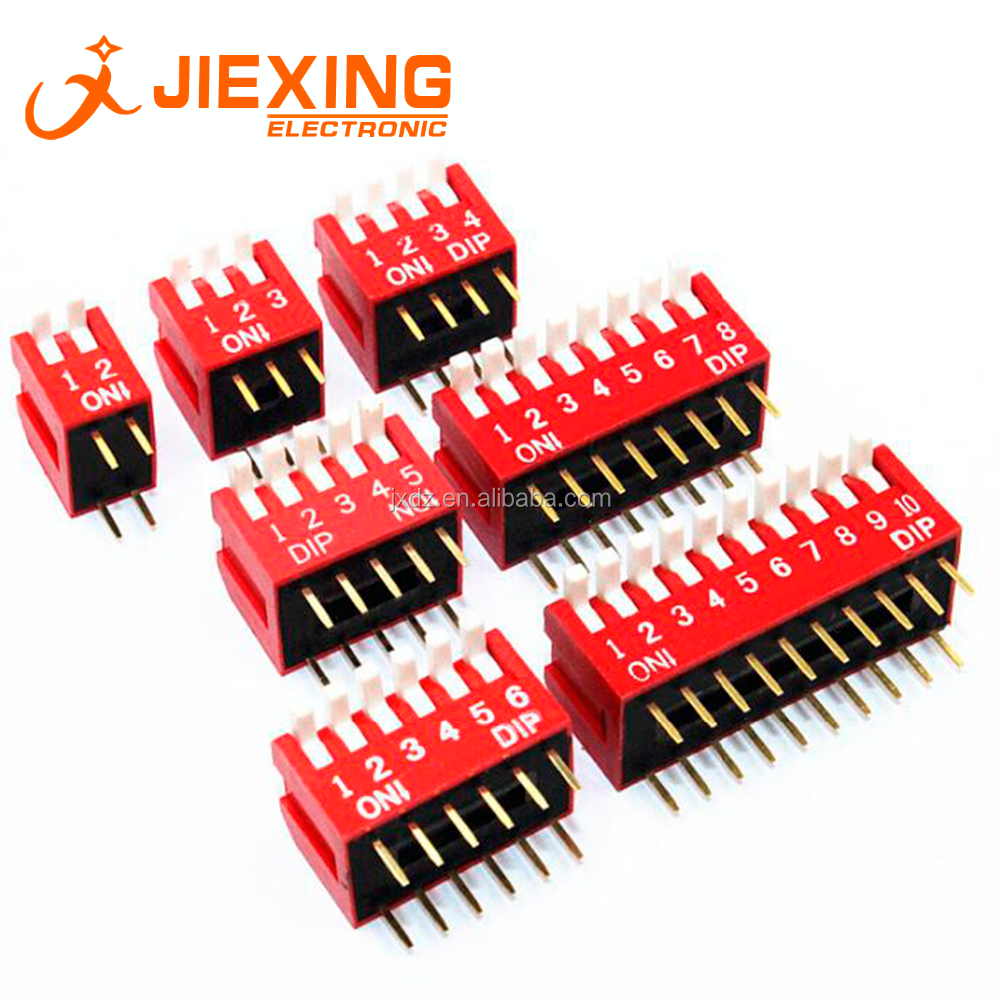 Piano Type Side Dial DIP Switch 2.54mm 5 Position Switch 5P 10pin 5 way Red Switch DP-05