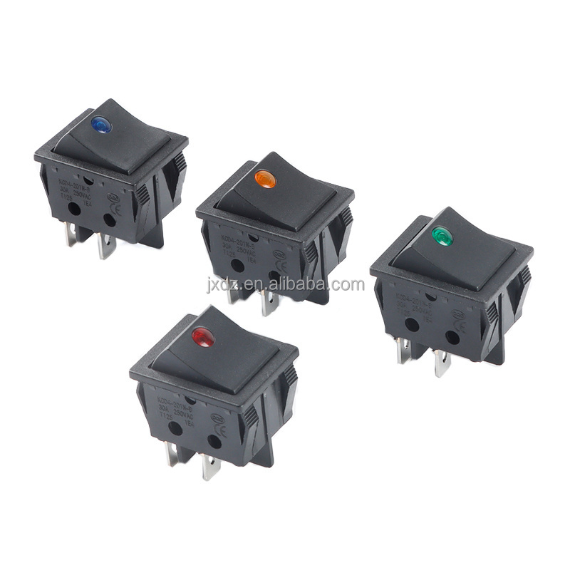 KCD4 Rocker Switch 220V Cat Eye with Light 4 Pin 2 Pole 30A Silver Contact Switch Power Button Switch