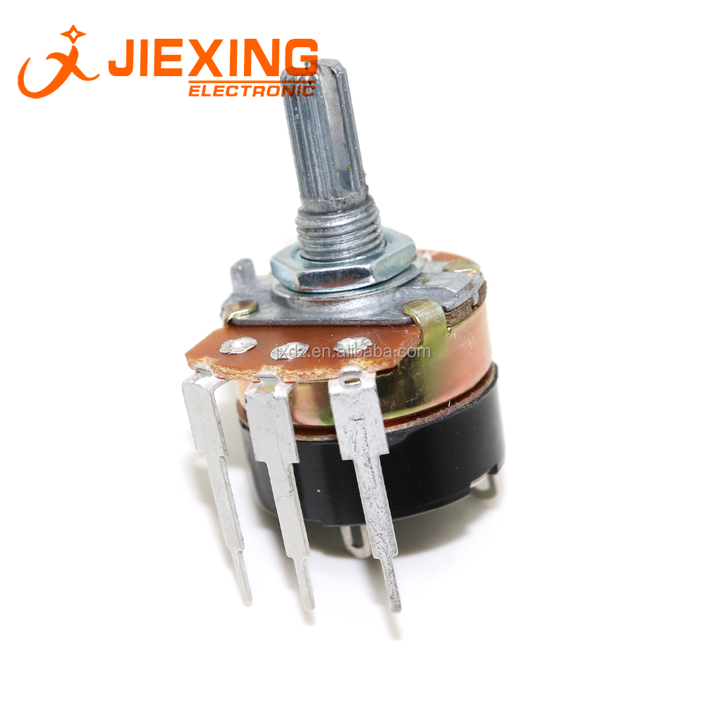 WH138-1 B5K / 10K / 20K / 50K / 100K / 250K / 500K with switch dimming speed potentiometer 24mm 3pin long pin PCB Mount 2 watts