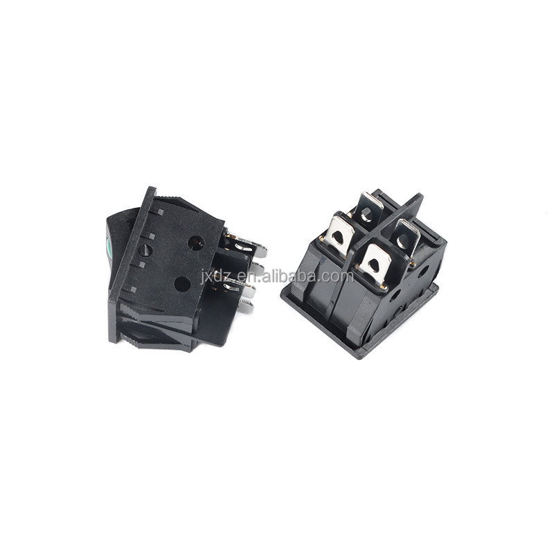 KCD4 Rocker Switch 220V Cat Eye with Light 4 Pin 2 Pole 30A Silver Contact Switch Power Button Switch