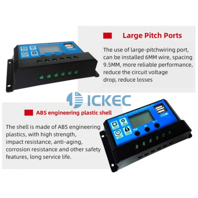 10A 20A 30A 40A 50A 60A 12V 24V USB Smart Battery Regulator PWM Solar Charge Controller