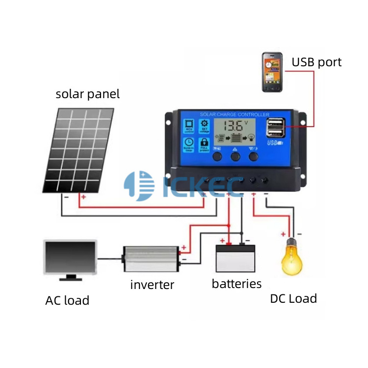 10A 20A 30A 40A 50A 60A 12V 24V USB Smart Battery Regulator PWM Solar Charge Controller