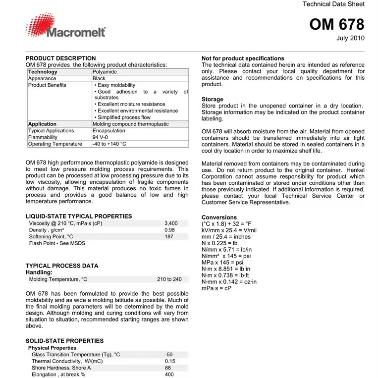 PCBA  coating LPMS HENKEL Technomelt PA678 hotmelt adhesive