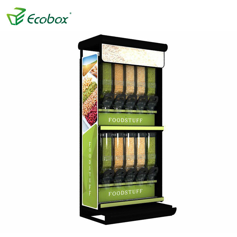 ECOBOX Nuts Grain Sweets Display Fixtures Gondola Supermarket Shelf Candy Shelves Display Shelf Metal Display Rack for Shops