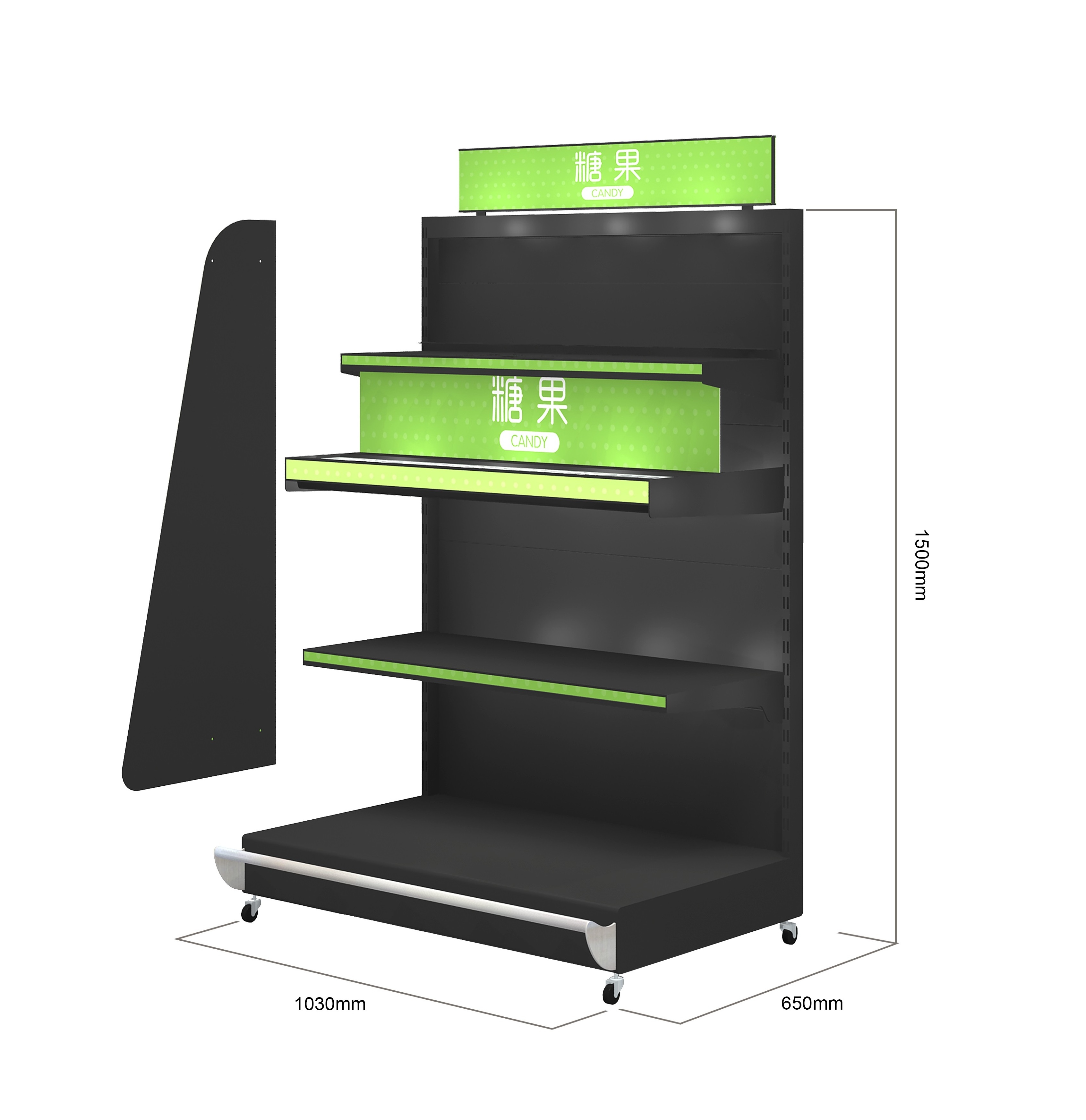 ECOBOX Candy Shelves Display Gondola Shelving Metal Display Rack Grocery Store Shelf Supermarket Shelf for Retail Stores