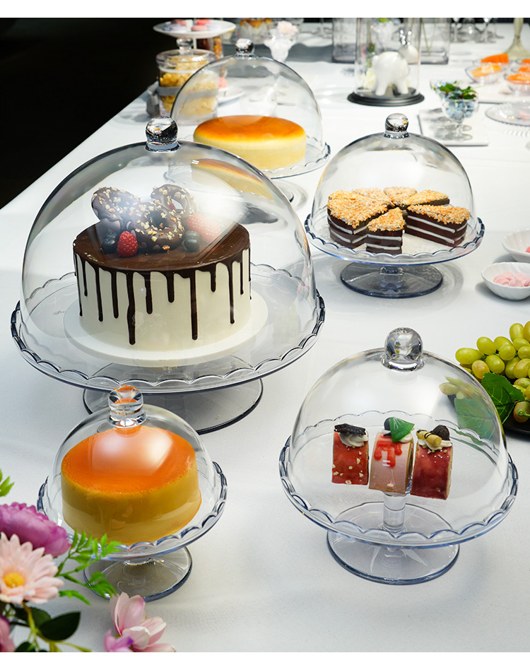 ECOBOX Cake Plate Cover Clear Plastic Dome Cake Food Cover Lid Stand Food Dish Cake Cover for Food