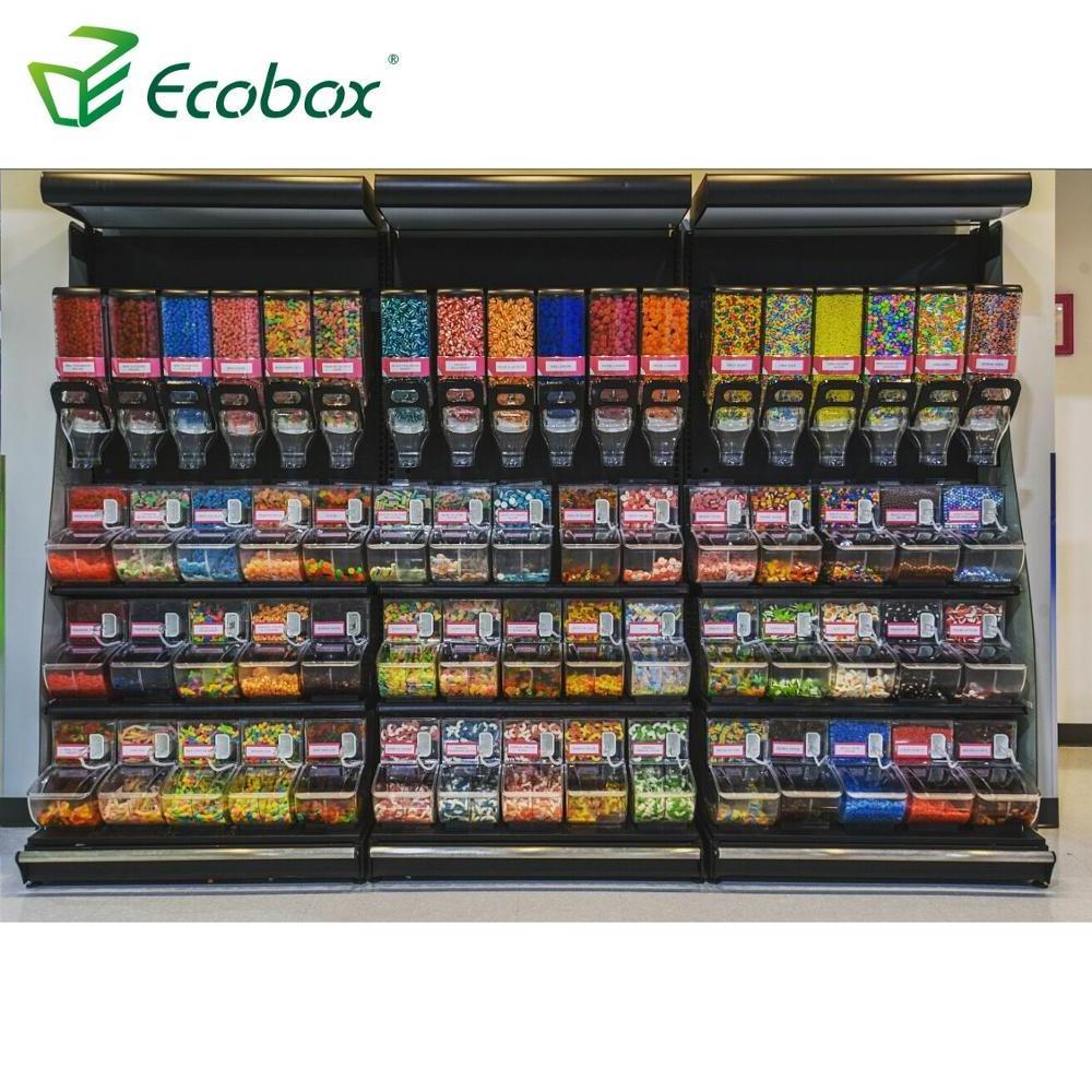 Ecobox cereal nuts organic dry food gravity bin dispenser candy display shelves for supermarket