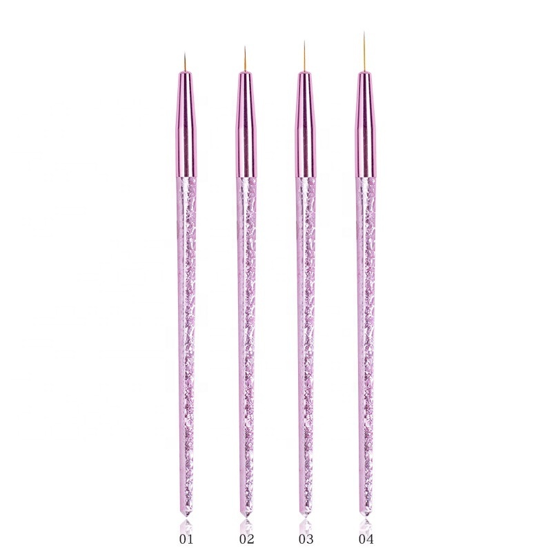 European Handle Japanese Nylon Hair UV Gel Painting Drawing Acrylic Nail Brush Set 4pcs 7mm 9mm 11mm 13mm Nail Art Liner Brush