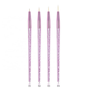 European Handle Japanese Nylon Hair UV Gel Painting Drawing Acrylic Nail Brush Set 4pcs 7mm 9mm 11mm 13mm Nail Art Liner Brush