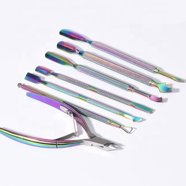 2019 Hot Selling Stainless Steel Manicure Tools Kit Nail Polish Remover Cuticle Pusher Nail Nippers Clipper