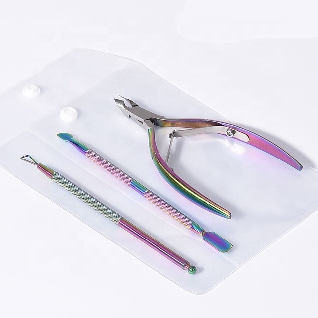 2019 Hot Selling Stainless Steel Manicure Tools Kit Nail Polish Remover Cuticle Pusher Nail Nippers Clipper