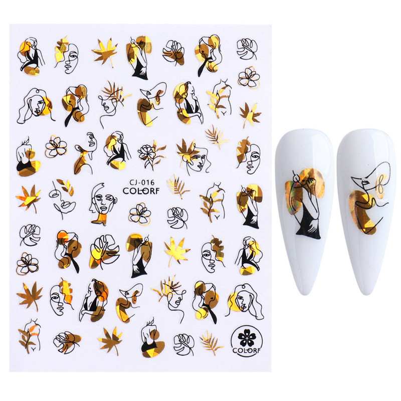 Cheap Wholesale Japanese Sunflower Nail Stickers Adhesive 3D Nail Decals Decoration For Hands Toe Nail Stickers