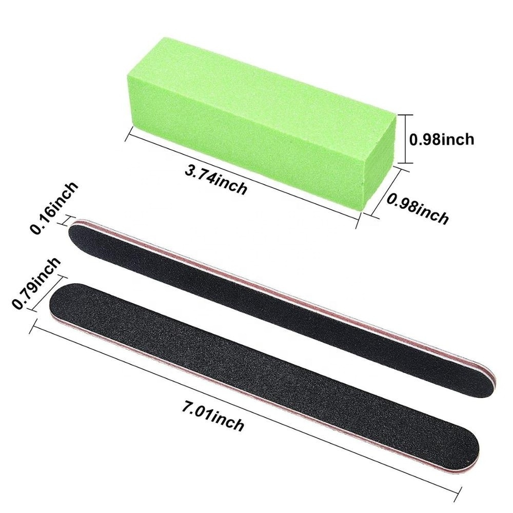 Double Sided Emery Board 100/180 Grit 12PCS Professional Nail File Buffer for Home