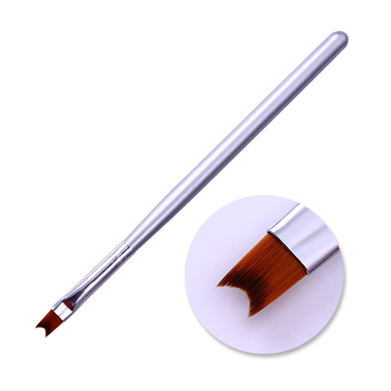 French Tip Nail Brush Silver Black Handle Half Moon Shape Acrylic Painting Drawing Pen Manicure wooden nail brush