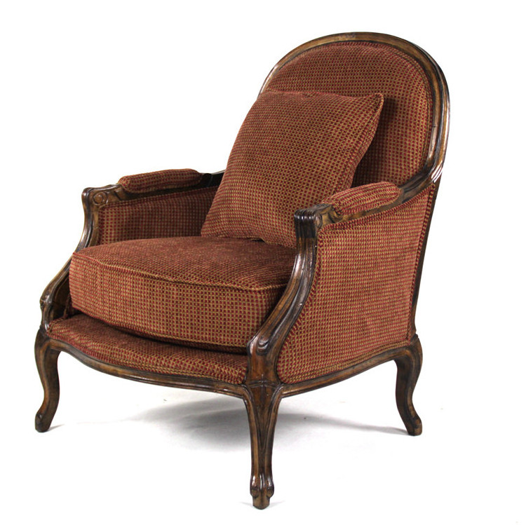 Wholesale small casual armchairs comfortable  brown cloth chairs for sale