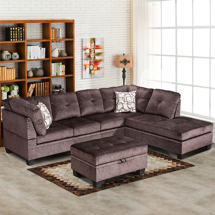 Top supplier sectionals modern commercial brown cloth fabric sectional sofa