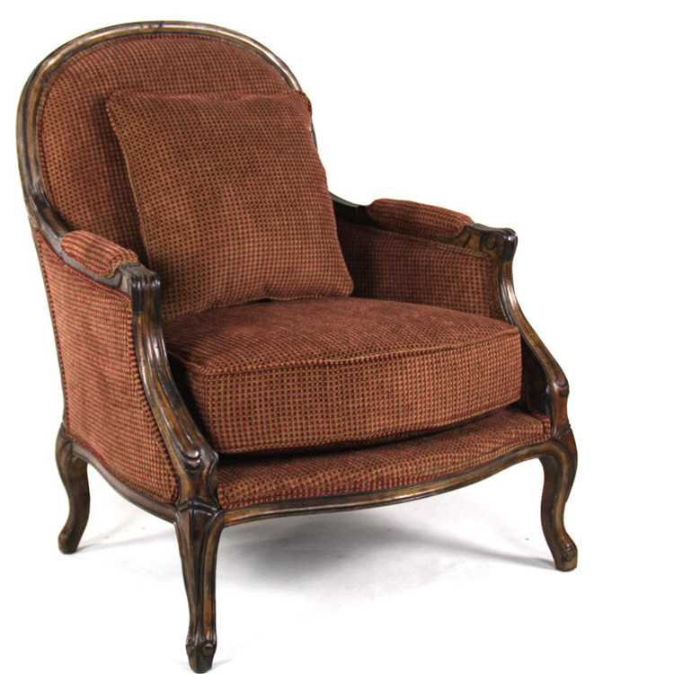 Wholesale small casual armchairs comfortable  brown cloth chairs for sale